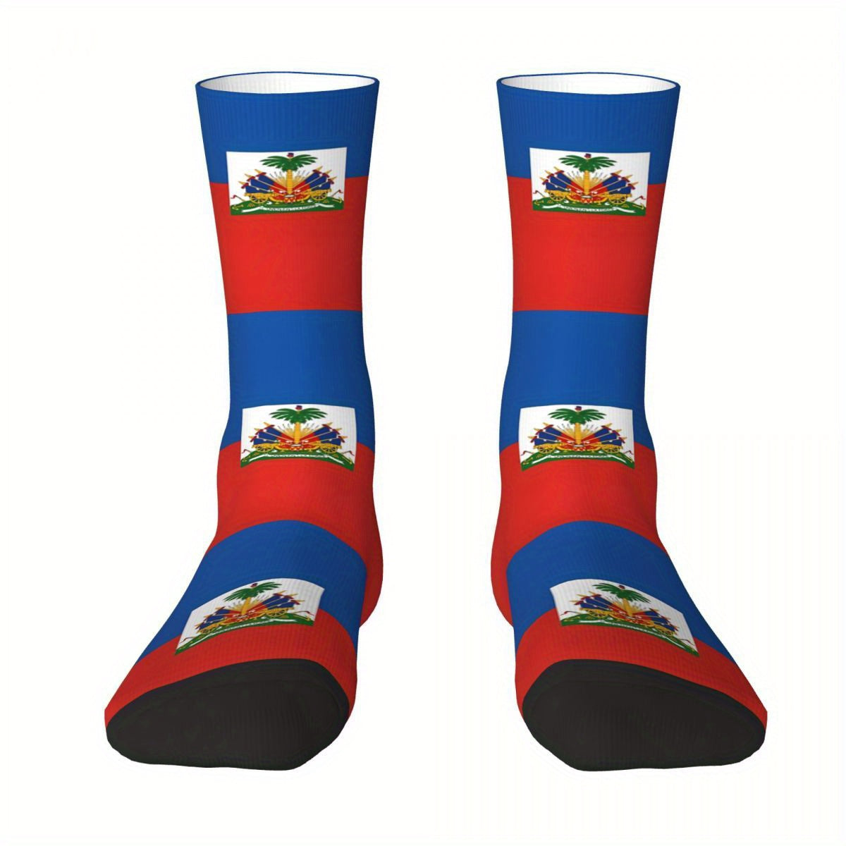 1 PairMen's Haitian Flag-Inspired Crew Socks
