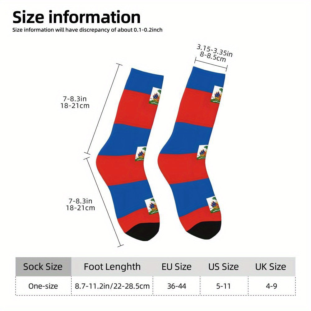 1 PairMen's Haitian Flag-Inspired Crew Socks