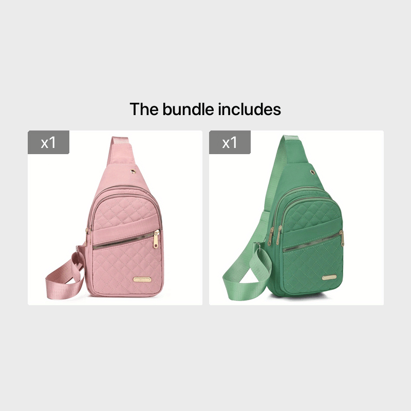 Large Capacity Chest Bag for Women - Adjustable Embroidered Crossbody Bag with Zipper Closure, Polyester Lining, Foldable, and Random Printing - Urban Solid Color Nylon Bag with Comfortable Strap