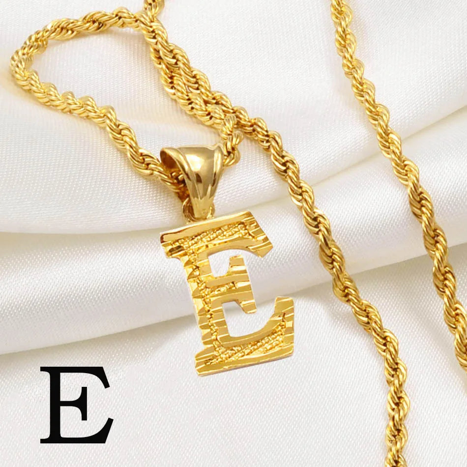 Anniyo Gold-Plated A-Z Initial Pendant Necklace – Unisex
