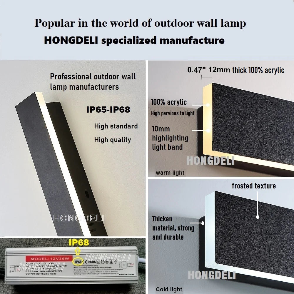 Waterproof Outdoor LED Wall Light โ IP65 Modern Aluminum Wall Lamp, Dimmable, 110โ240V