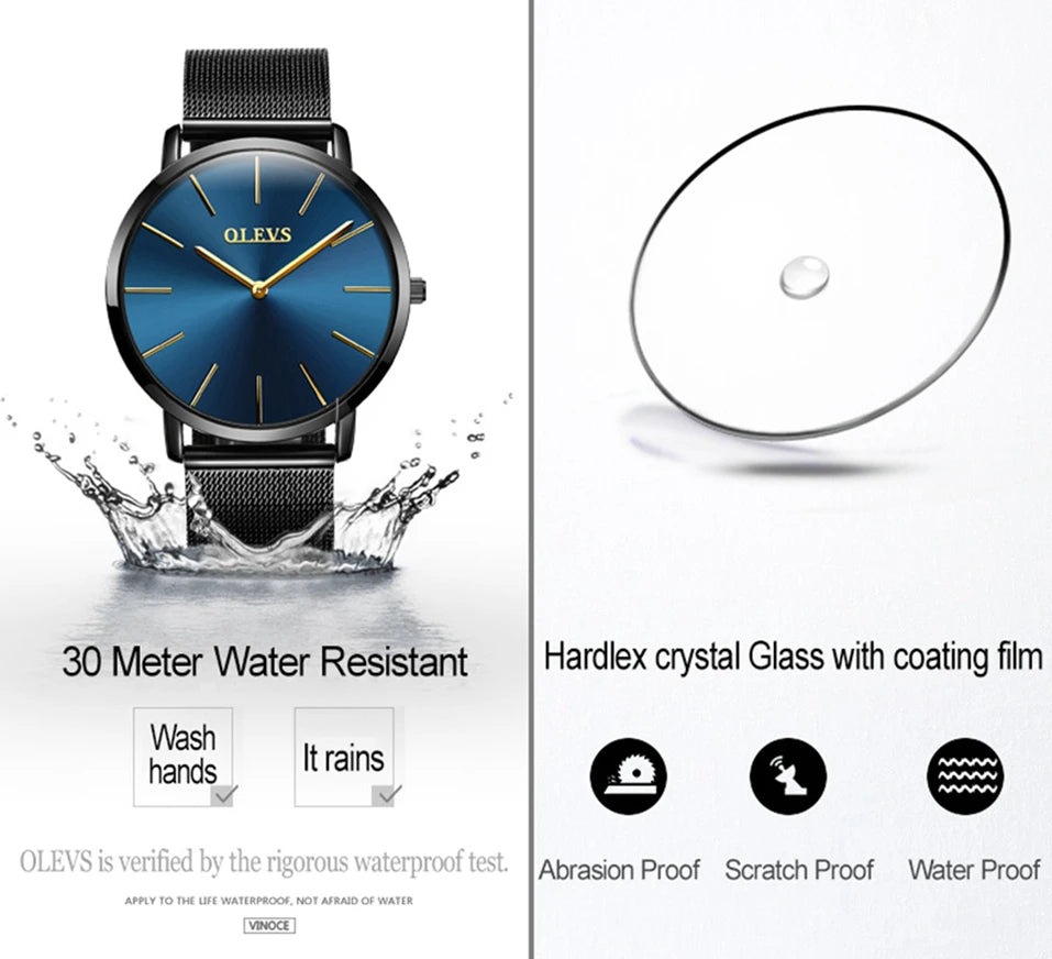 Menโs Quartz Watch โ Ultra-Thin Waterproof Business