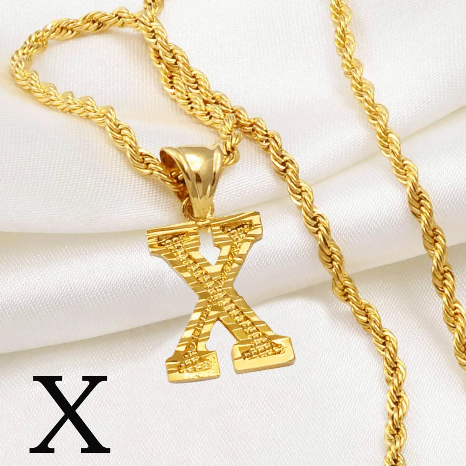Anniyo Gold-Plated A-Z Initial Pendant Necklace – Unisex