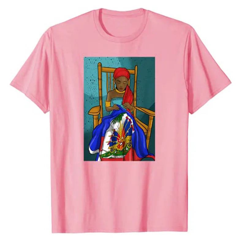 Haiti Flag Day Proud Woman Ayiti Girl Graphic Tee