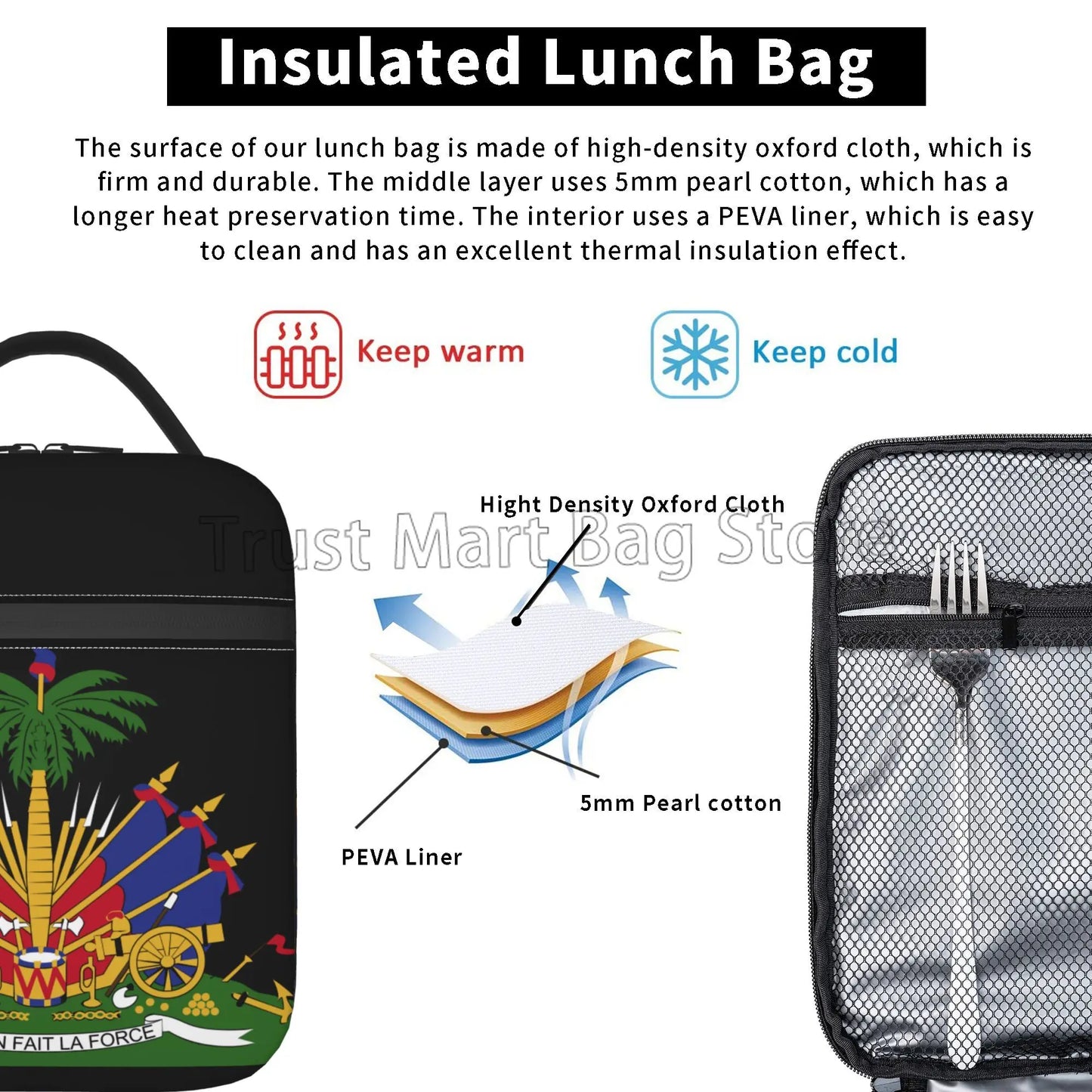 Haiti Flag Insulated Lunch Bag