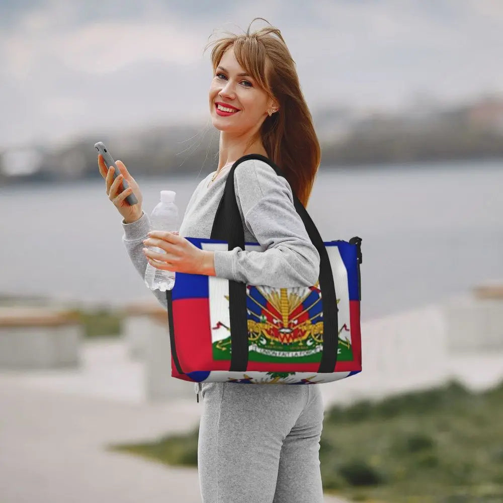 Custom Haiti Flag Travel Tote