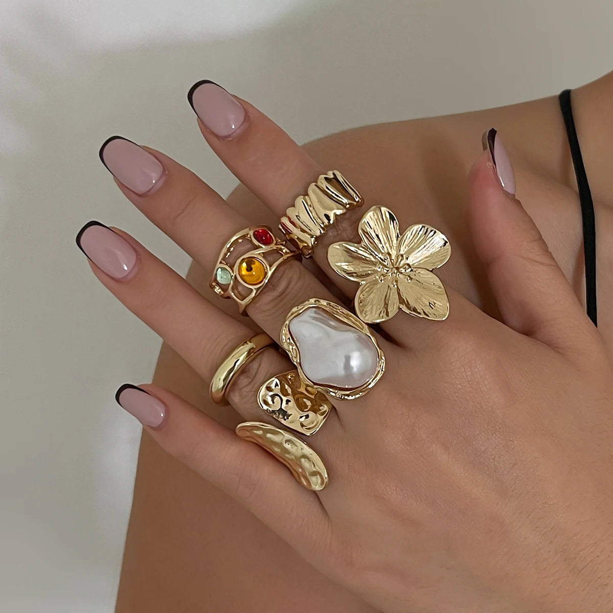 Elegant Baroque Imitation Pearl Open Ring Jewelry