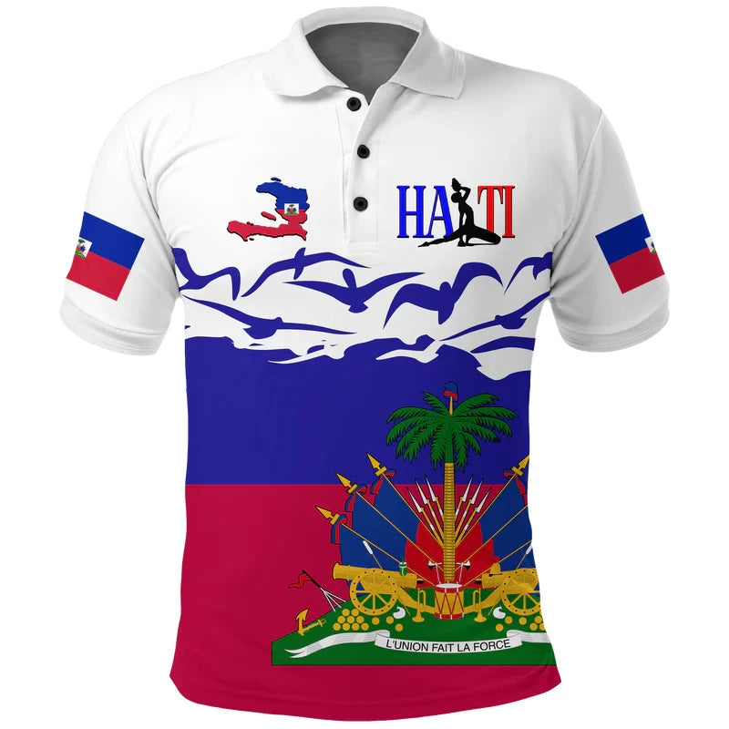 Haiti Flag Color Block Polo Shirt –Men & Women 2026