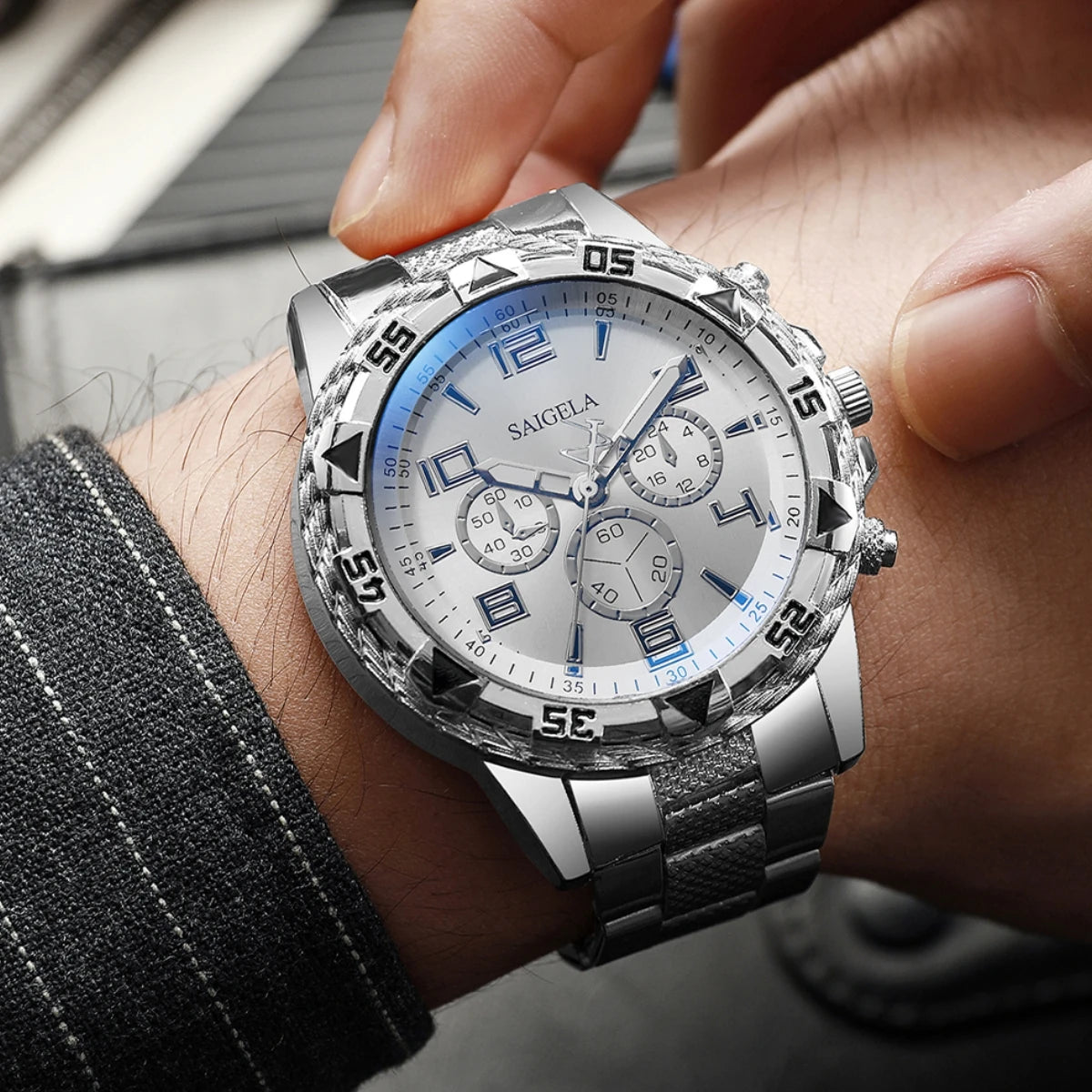 2-Piece Men's Quartz Watch Set – Arabic Dial, , Business & Fashion Style (No Box)