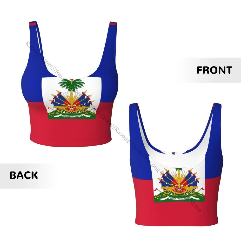 Women’s Sexy Sports Vest – Haitian Flag Crop Top