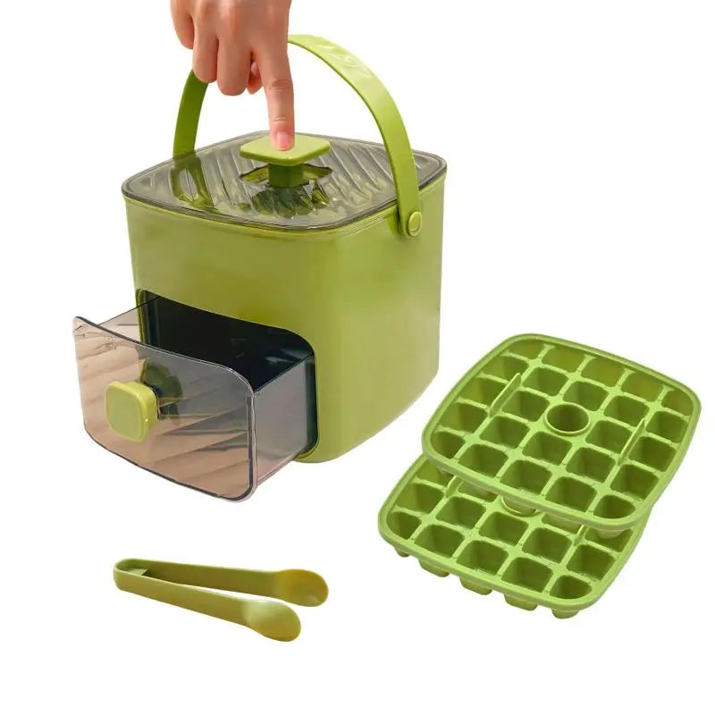 Grid Reusable Ice Cube Tray with Storage