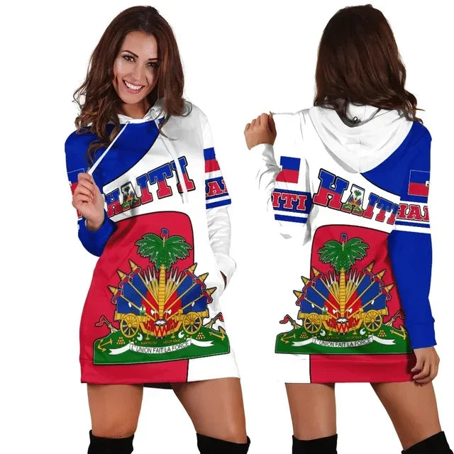 New Fashion Caribbean Vibes 3D Print Harajuku Hoodie Dress – Retro Island Style