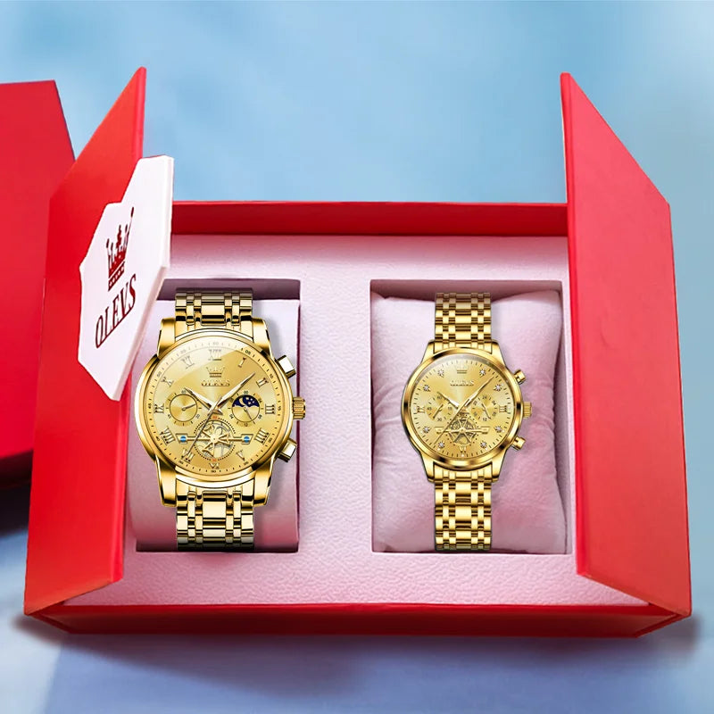 🕒 Moon Phase Watch Set – Waterproof