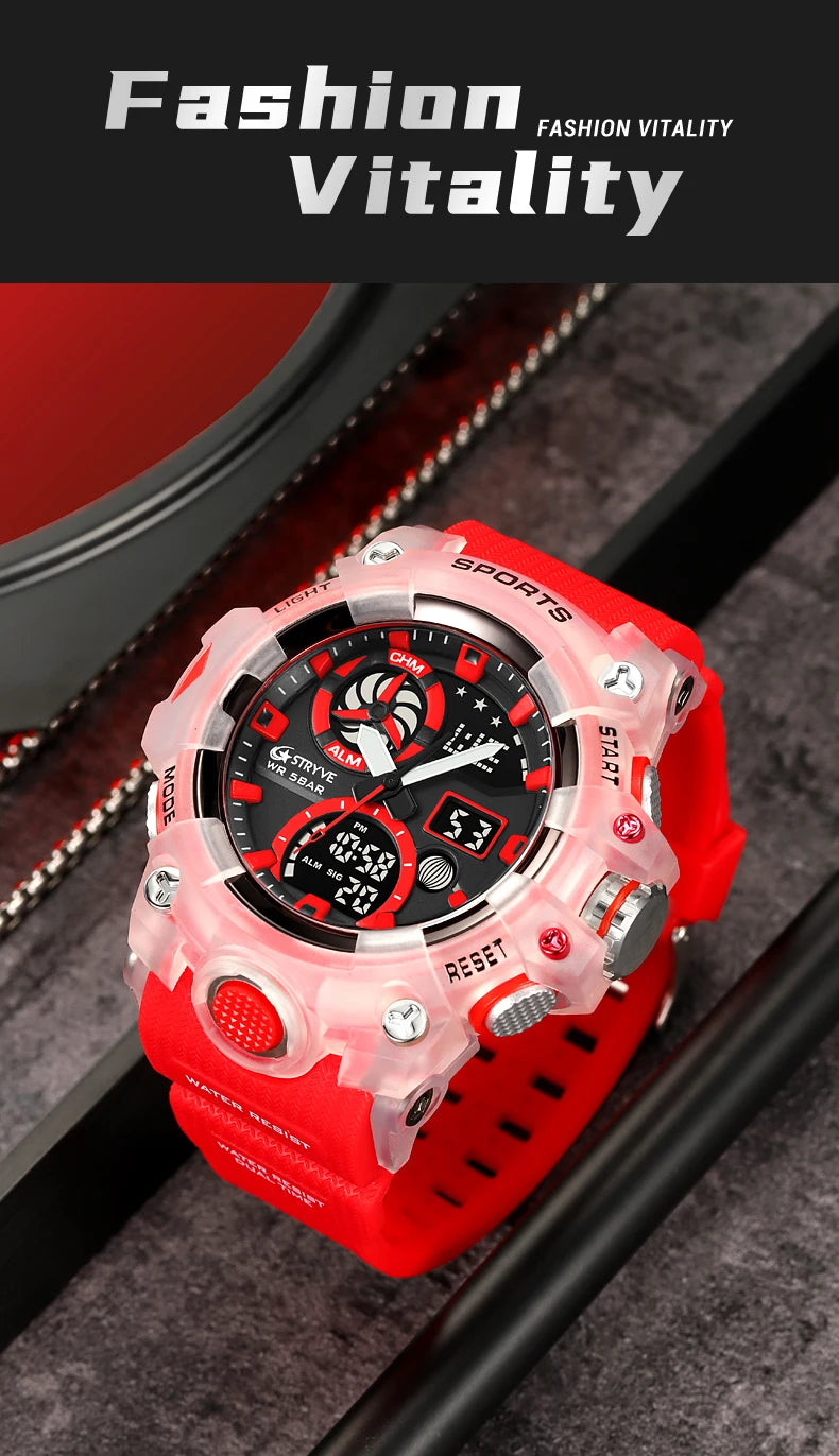 Menβs Dual Time Sport Watch β 50m Waterproof, Shock Resistant Digital Watch