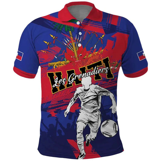 Haiti Flag Color Block Polo Shirt –Men & Women 2026