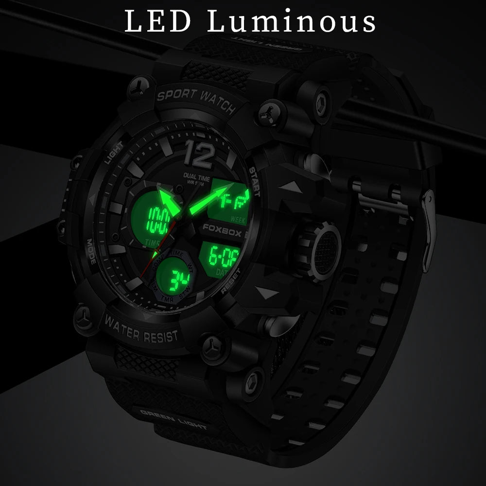 Menβs Fashion Sport Watch β 50M Waterproof, Shock Resistant LED Alarm