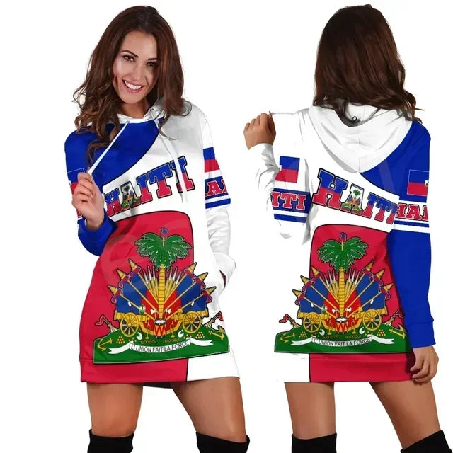 New Fashion Caribbean Vibes 3D Print Harajuku Hoodie Dress – Retro Island Style