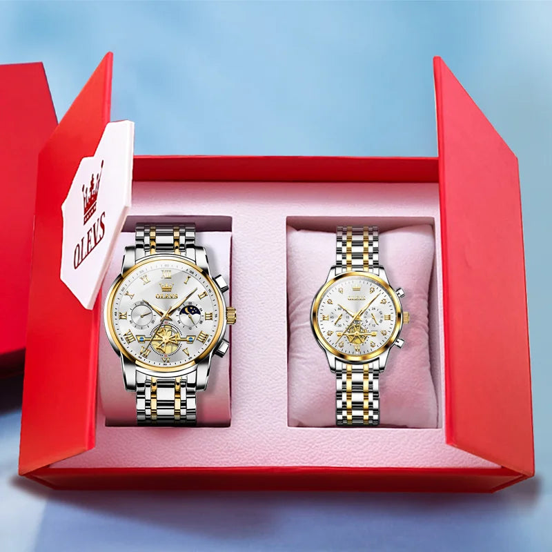 🕒 Moon Phase Watch Set – Waterproof