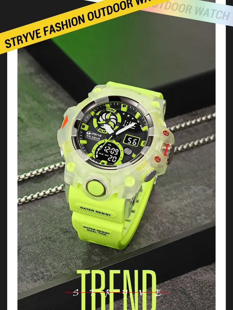 Menβs Dual Time Sport Watch β 50m Waterproof, Shock Resistant Digital Watch