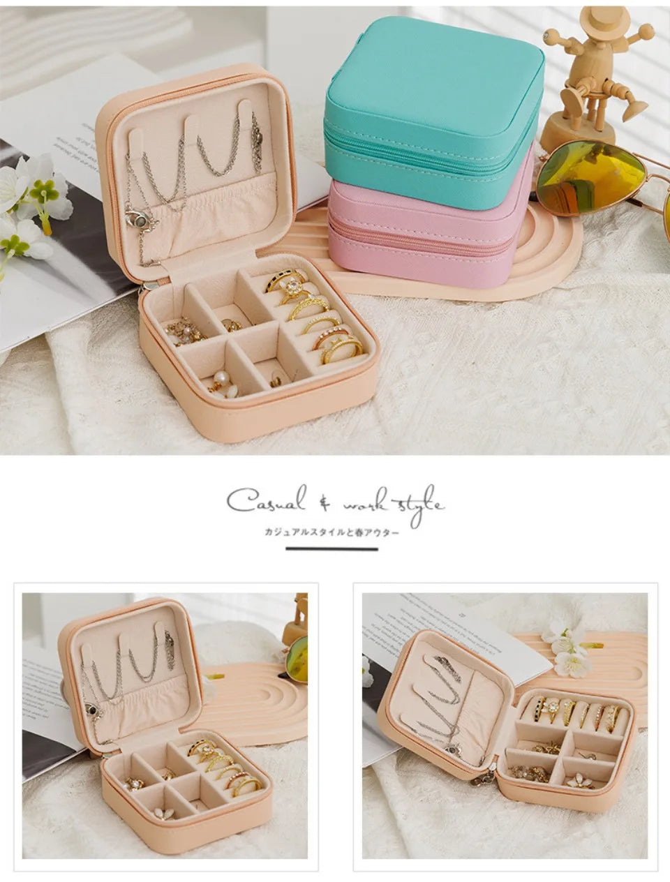 Compact Jewelry Box with Earring Holder