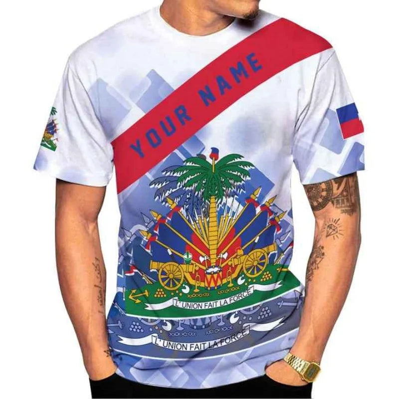 Men's 3D Haiti Emblem T-Shirt β Custom Summer Graphic Tee
