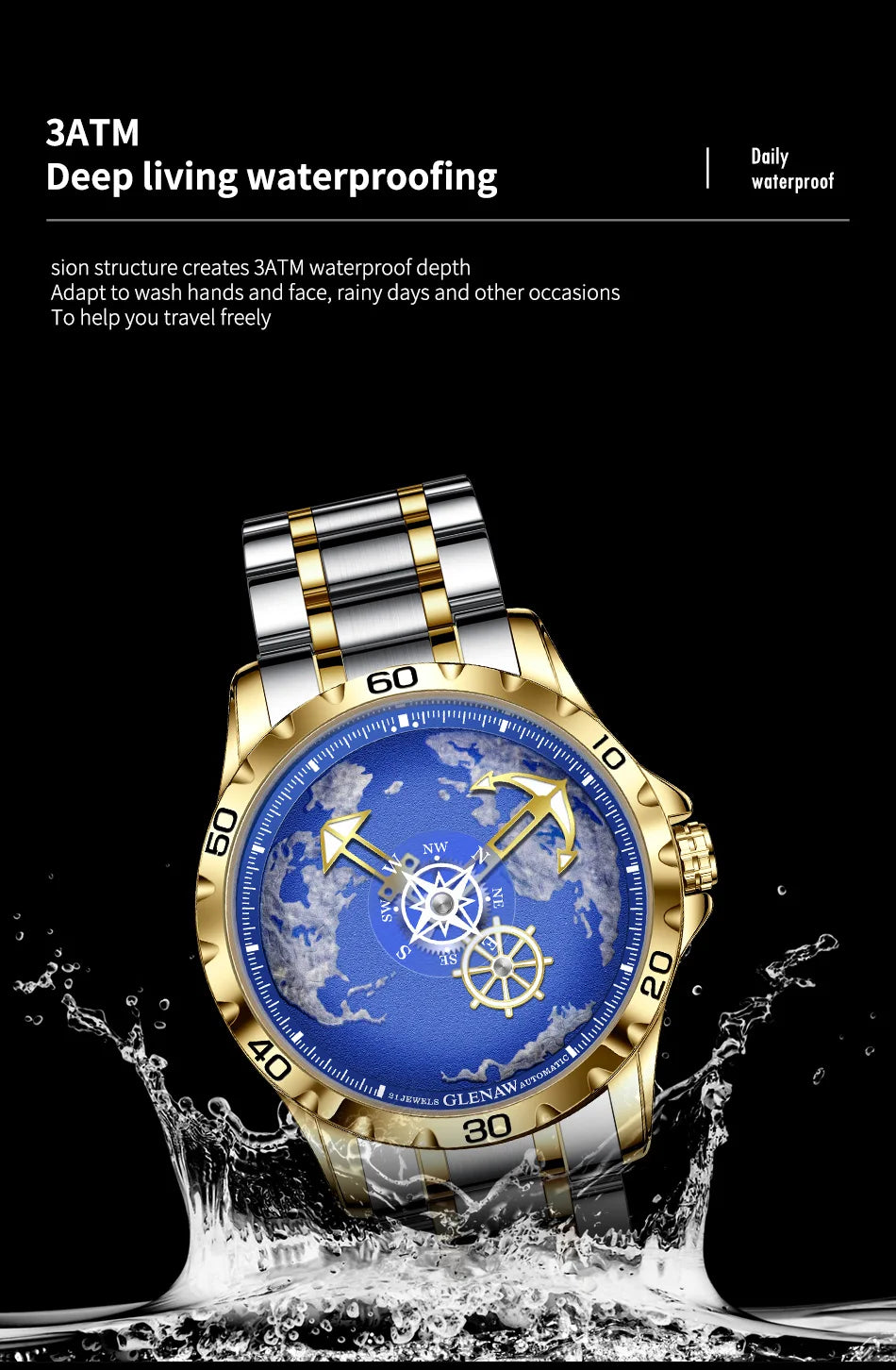 Menβs Nautical Series Traveler Watch