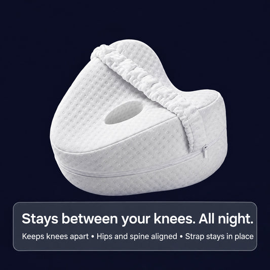 Nuvety knee pillow with elastic strap: stays between your knees all night