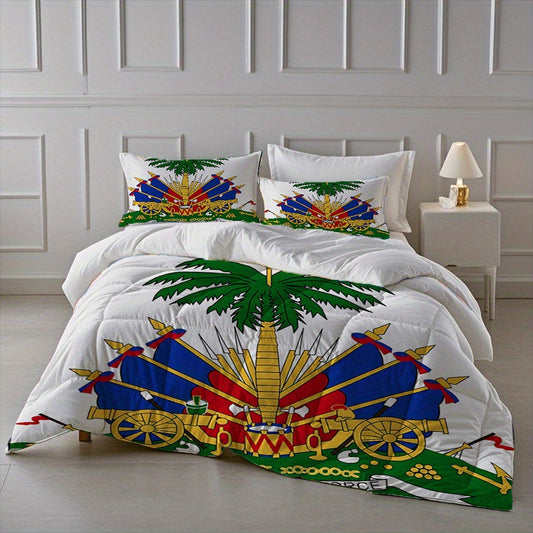 3pcs Haiti Creative Theme Printed Three-Piece Bedding Set, Soft Quilt Cover