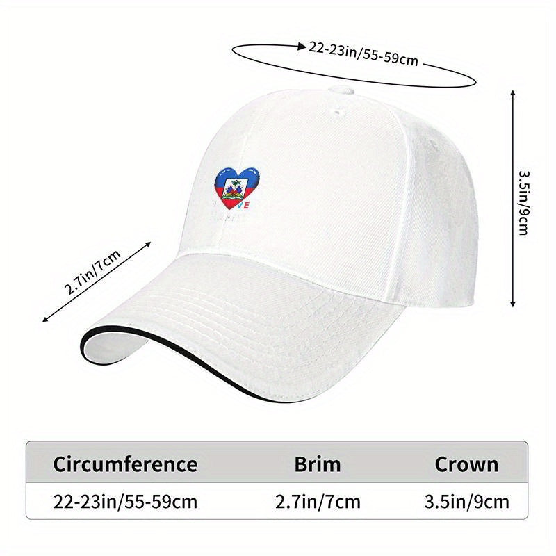 Haiti Flag Heart Baseball Cap – Adjustable for men and women