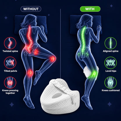 Sleeping posture without and with a knee pillow: twisted vs aligned spine