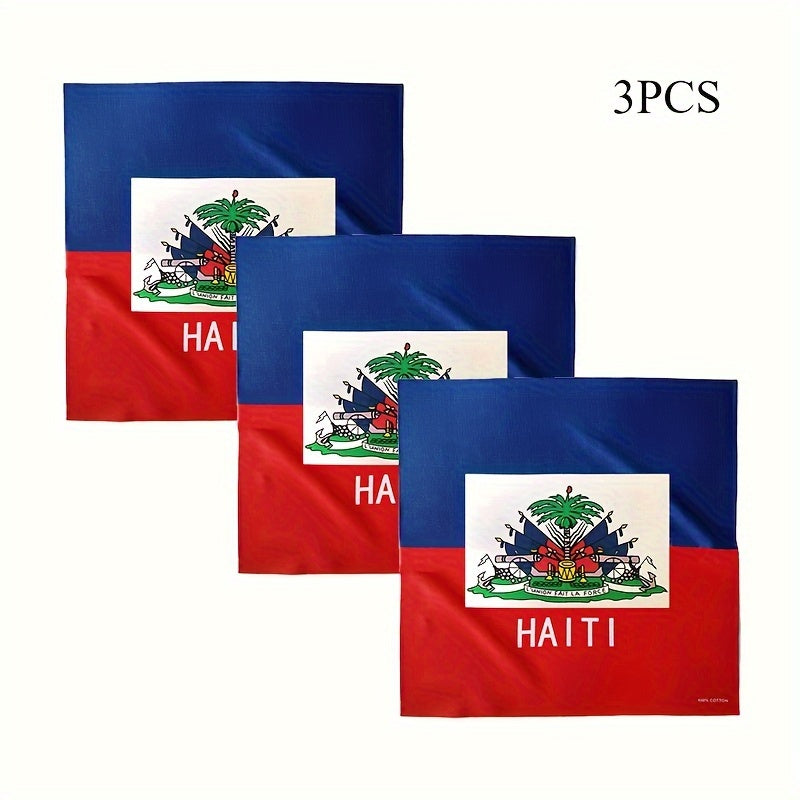 Set of 3 Large Caribbean Flag Bandanas – Haitian Flag Included
