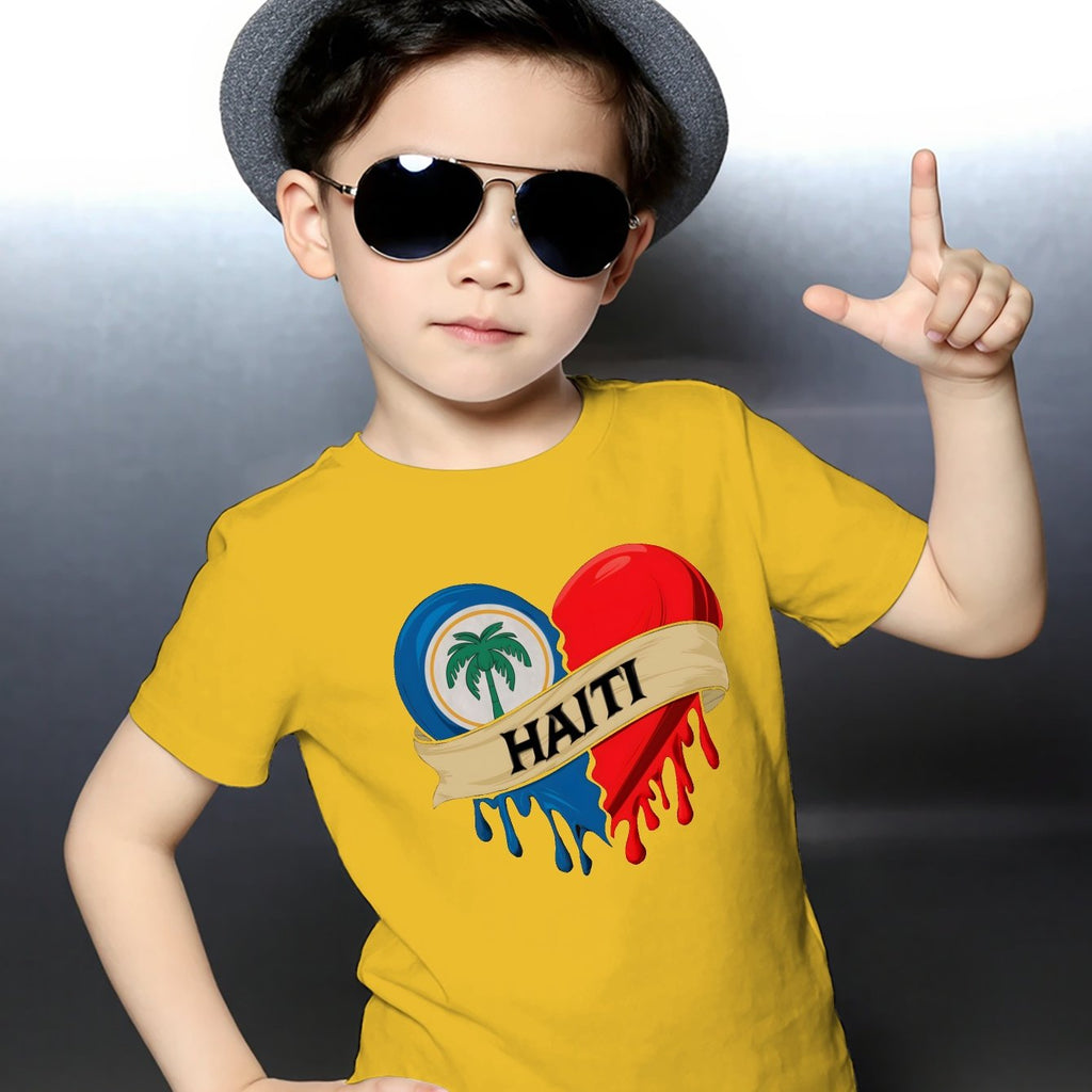 Haiti Youngsters' Casual Short-Sleeve T-Shirt - Round Neck, Summer Ready