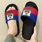 Haiti Flag Design Slippers, Casual Vacation Style