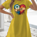 Women’s T-Shirt Dress  with Flag Heart Print