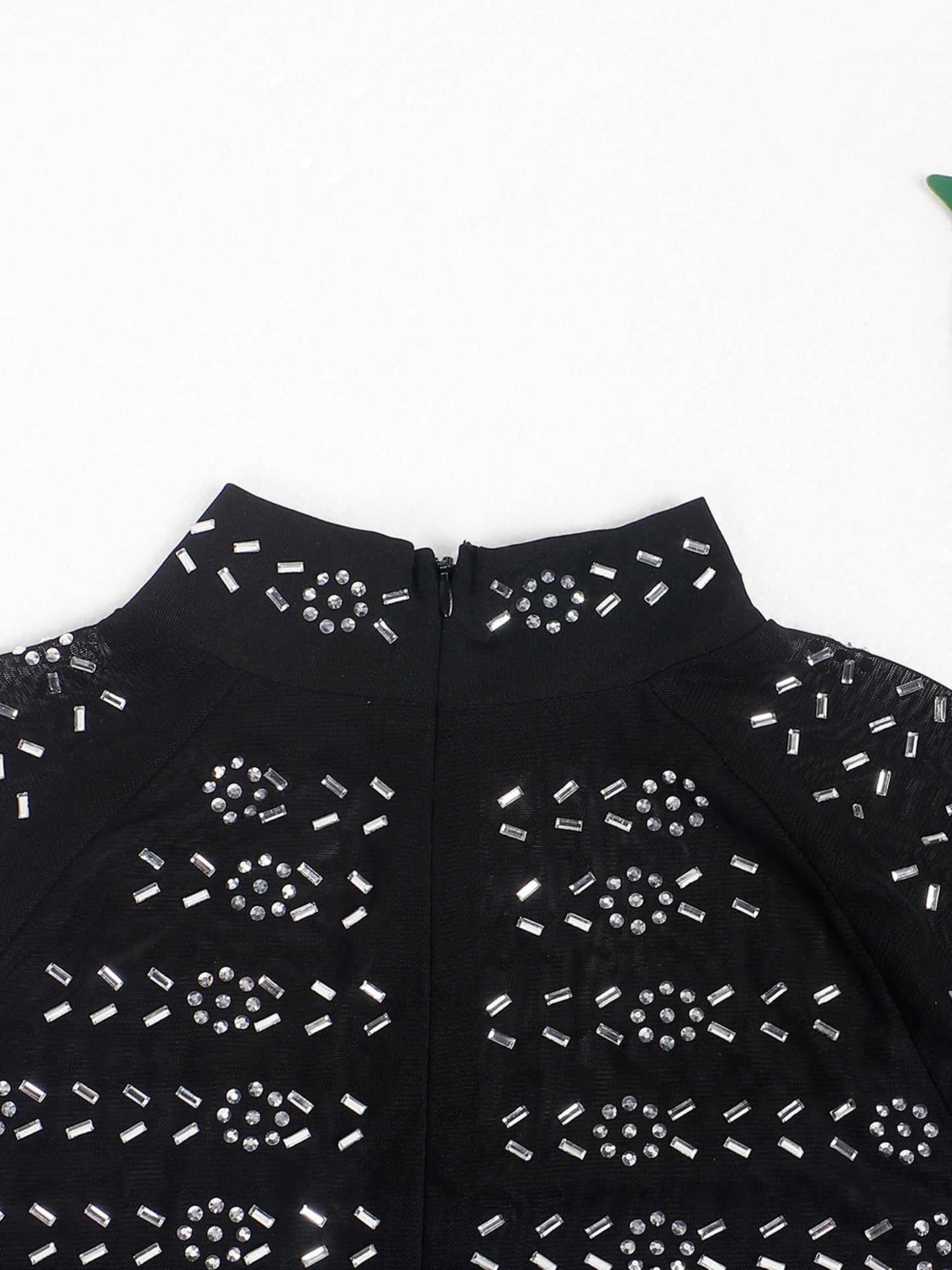 [Slim Club Dresses] Sexy Rhinestone Long Sleeve High Neck Dresses - Women's Fashion Slim Club Birthday Party Nightclub Dresses
