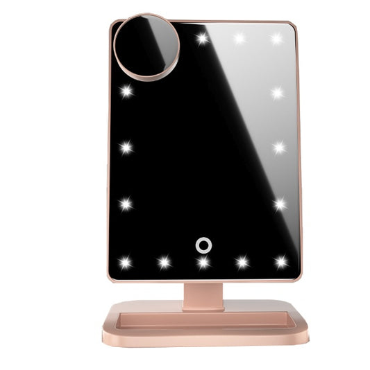 Touch Screen LED Makeup Mirror with Bluetooth Speaker & 10X Magnifier