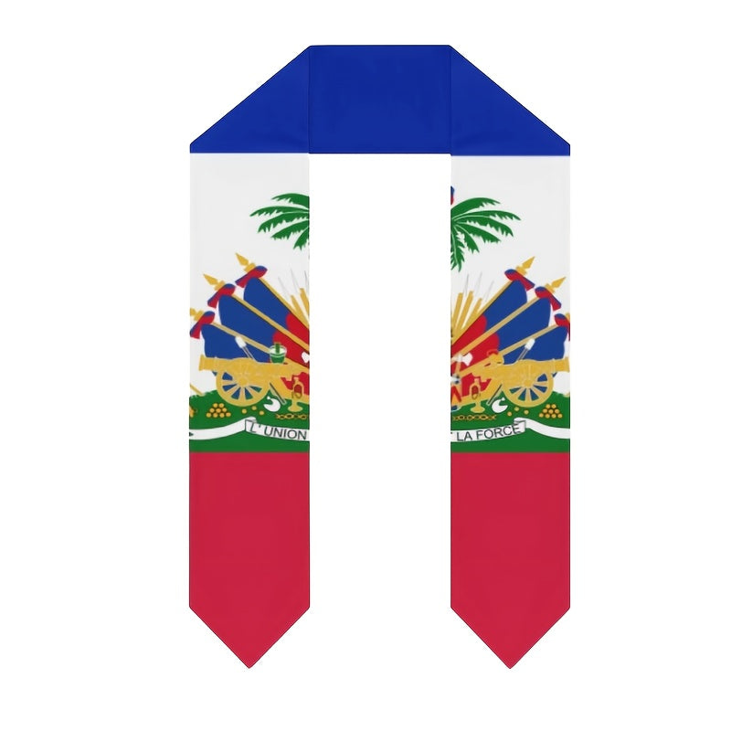 Haitian Flag Graduation Shawl – Unisex Adult, 11.5 x 153 cm