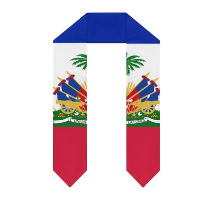 Haitian Flag Graduation Shawl – Unisex Adult, 11.5 x 153 cm