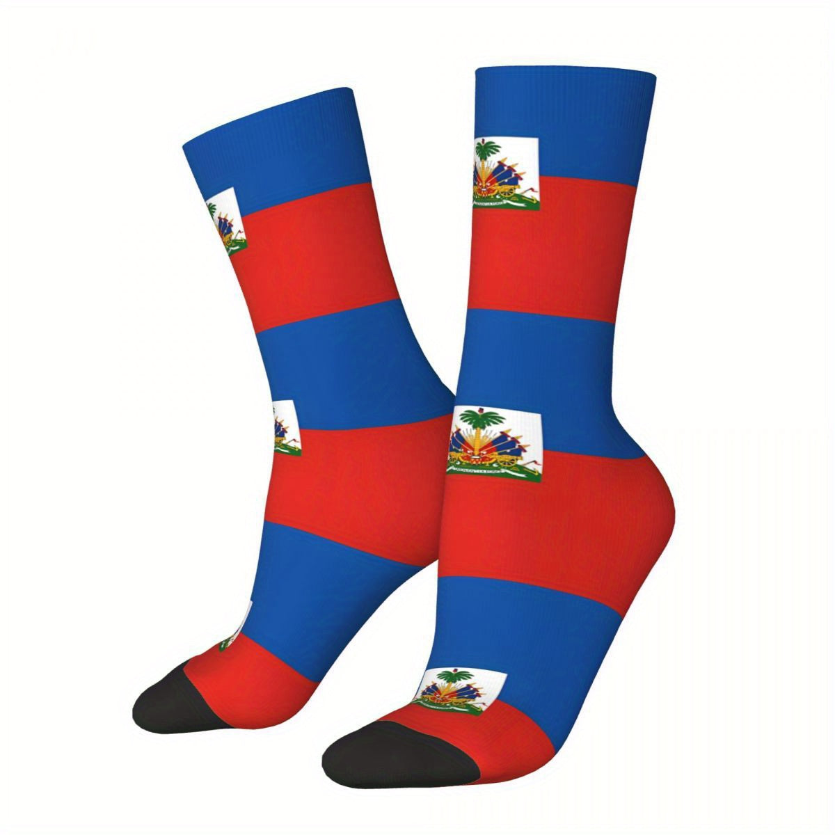 1 PairMen's Haitian Flag-Inspired Crew Socks