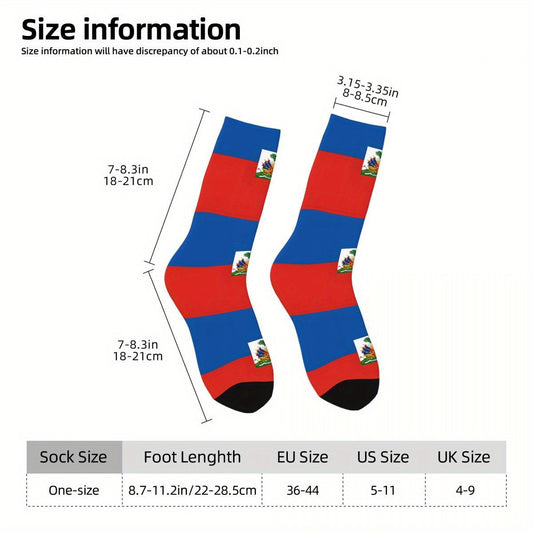 1 PairMen's Haitian Flag-Inspired Crew Socks