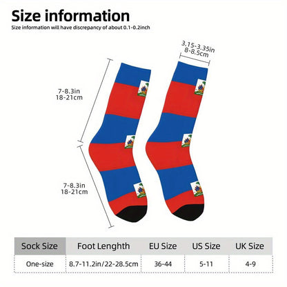 1 PairMen's Haitian Flag-Inspired Crew Socks