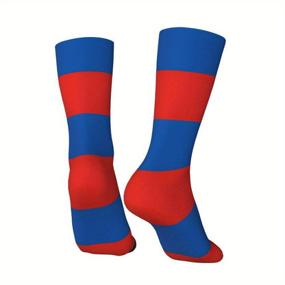 1 PairMen's Haitian Flag-Inspired Crew Socks
