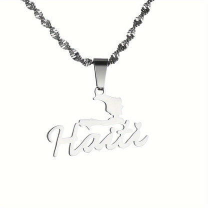 Pingente Haiti em Aço Inoxidável – Design Minimalista com Toque Cultural