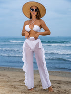 Sexy Black Mesh Bikini Set - 3-Piece Criss Cross Swimsuit for Women