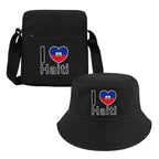 I Love Haiti” Fisherman Hat & Crossbody Bag Set