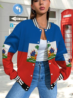 Women’s Haitian Flag Baseball Jacket Hoodie