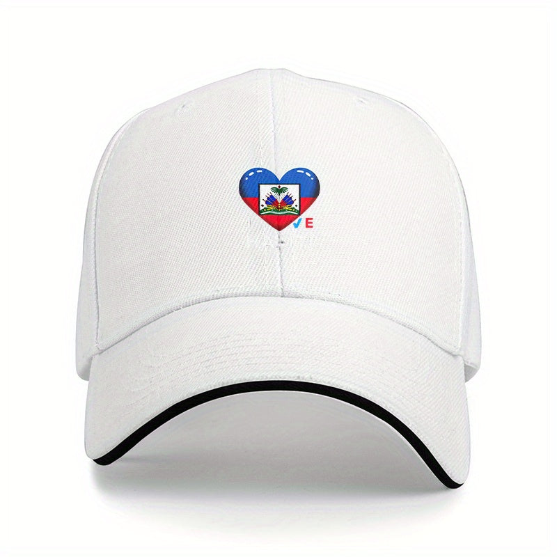 Haiti Flag Heart Baseball Cap – Adjustable for men and women