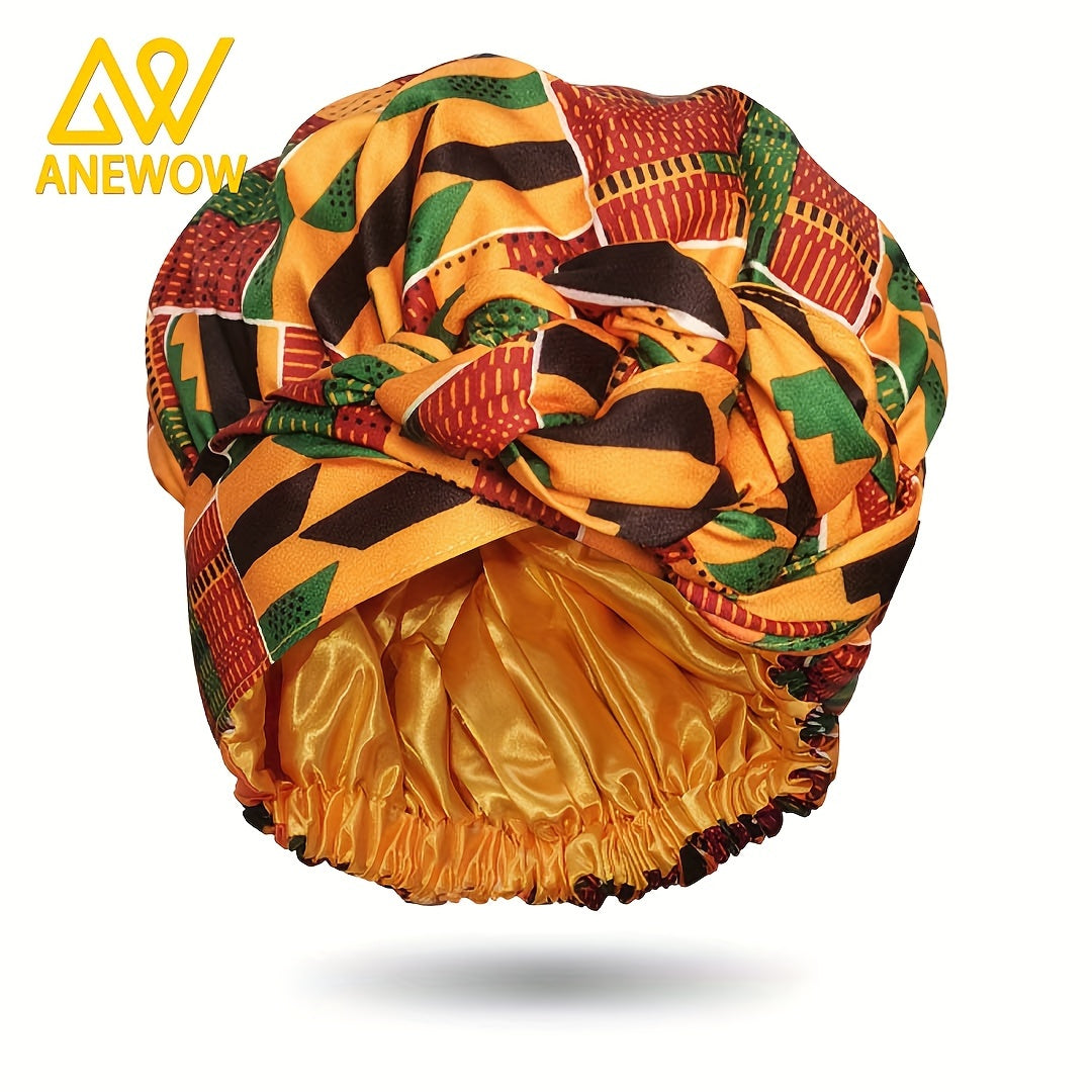 African Print Satin-Lined Turban Hat – Vintage Lace-Up Head Wrap, Soft Beanie Bandana for Women

Product Description: