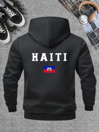 Men’s Haiti Flag Hooded Jacket – Casual Zip-Up Sportswear