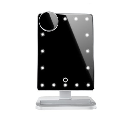 Touch Screen LED Makeup Mirror with Bluetooth Speaker & 10X Magnifier